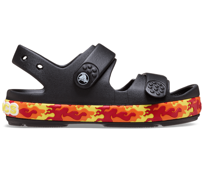 Black Toddler Crocband™ Cruiser Flames Sandal - Side - Crocs
