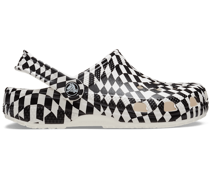 White / Black Toddler Warped Checker Clog - Side - Crocs