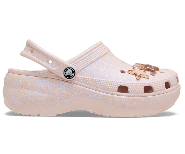 Quartz Classic Platform Iridescent Glitter Embellished Clog - Side - Crocs