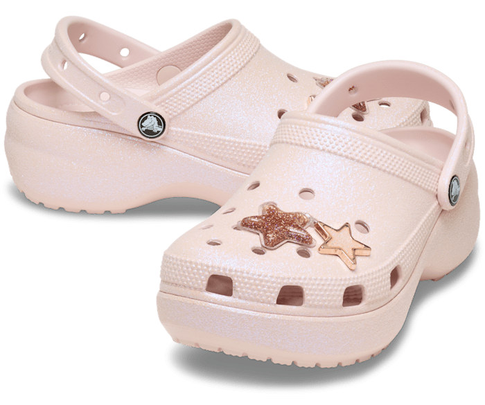 Quartz Classic Platform Iridescent Glitter Embellished Clog - Pair - Crocs