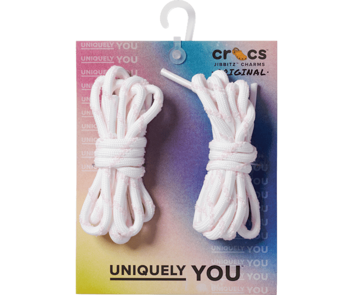 White / Pink Dual Color Fuzz Laces 2 Pack - charm view - Jibbitz