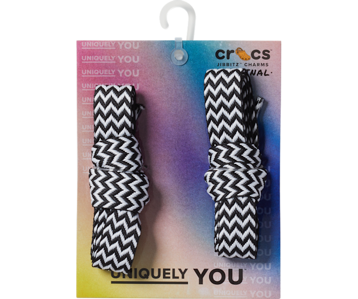 Noir / Blanc Zigzag Flat Laces 2 Pack Blk/Whi - vue accessoire - Jibbitz