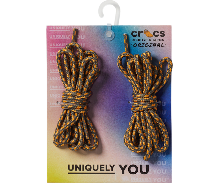 Black / Grey Ticking Laces 2 Pack - charm view - Jibbitz