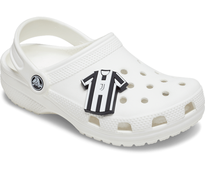 Black and 2025 white striped crocs