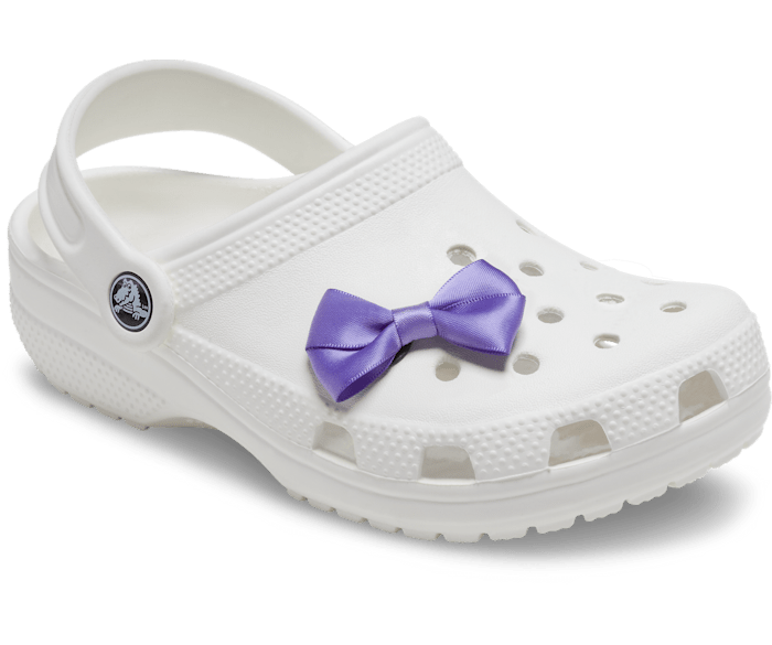 Purple and white top crocs