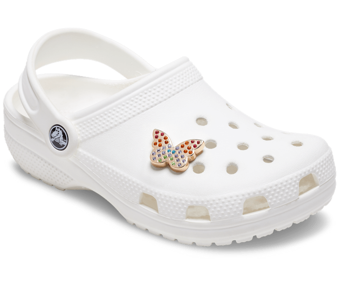 Gold Rainbow Encrstd Butterfly Jibbitz charms Crocs
