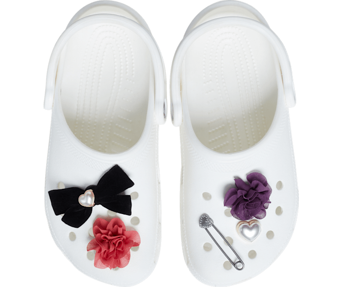 White crocs with flowers top
