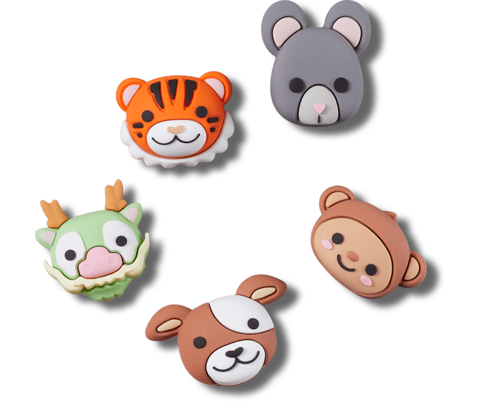 3D Animal Mix Face 5 Pack Jibbitz charms Crocs