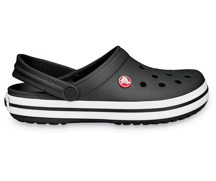 Black crocs with best sale white stripe