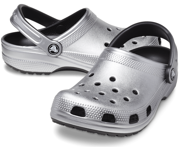 Silver metallic crocs new arrivals