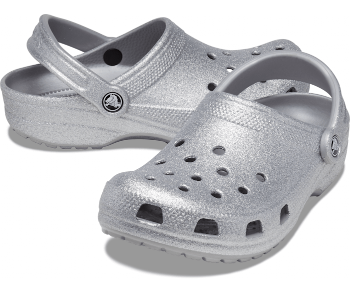 silver crocs with fur