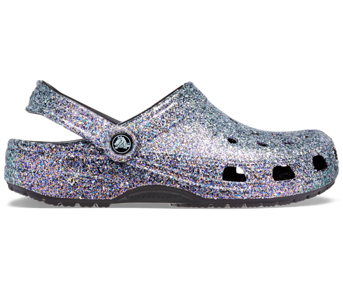 Black top sparkly crocs