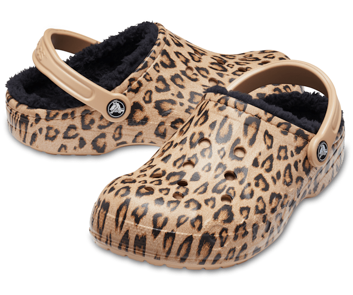 Cheetah print crocs with fur clearance