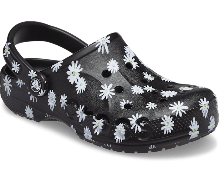 Black crocs with flowers online