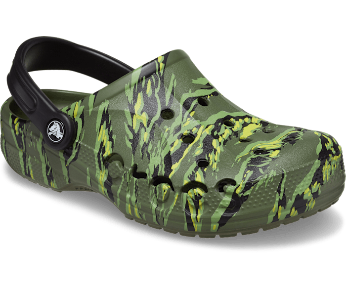 Green sale camo crocs
