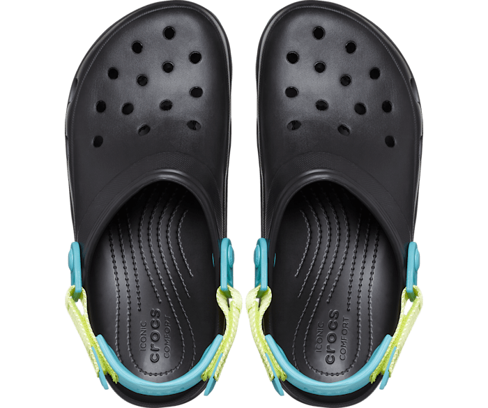 Green and blue crocs cheap
