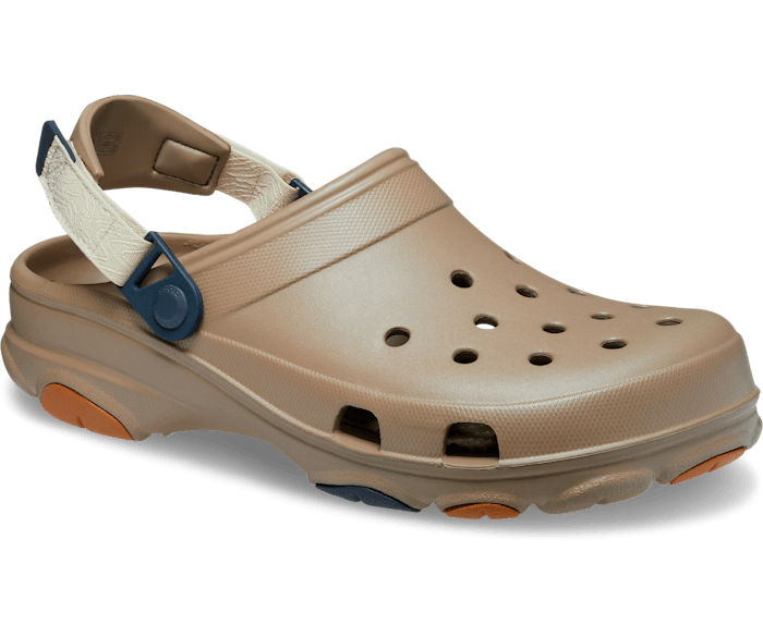 Tan crocs with blue strap hot sale