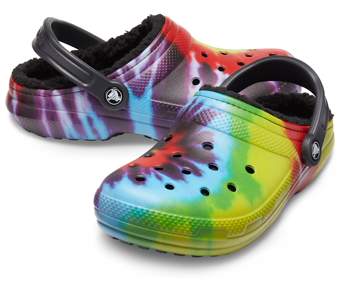 Tie dye rainbow crocs hotsell