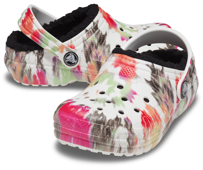 Tie dye crocs top fur lined