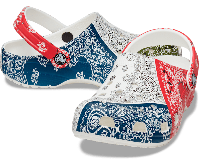Red bandana crocs store