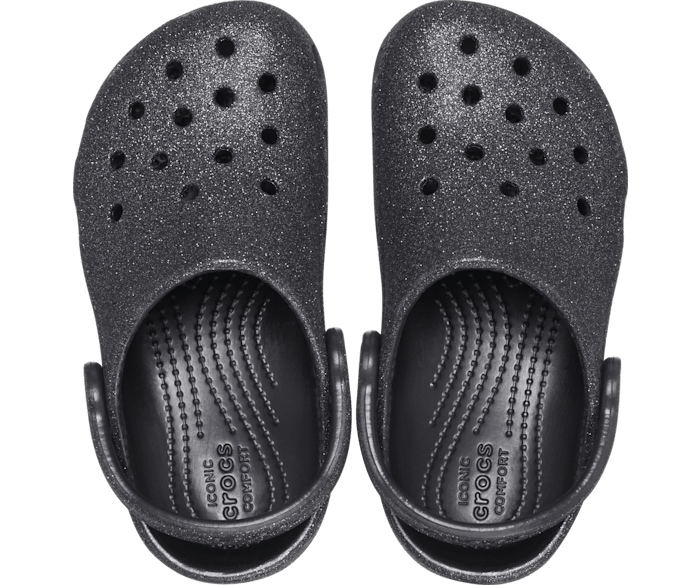 Crocs Toddler Classic Glitter Clog Black Glitter C5