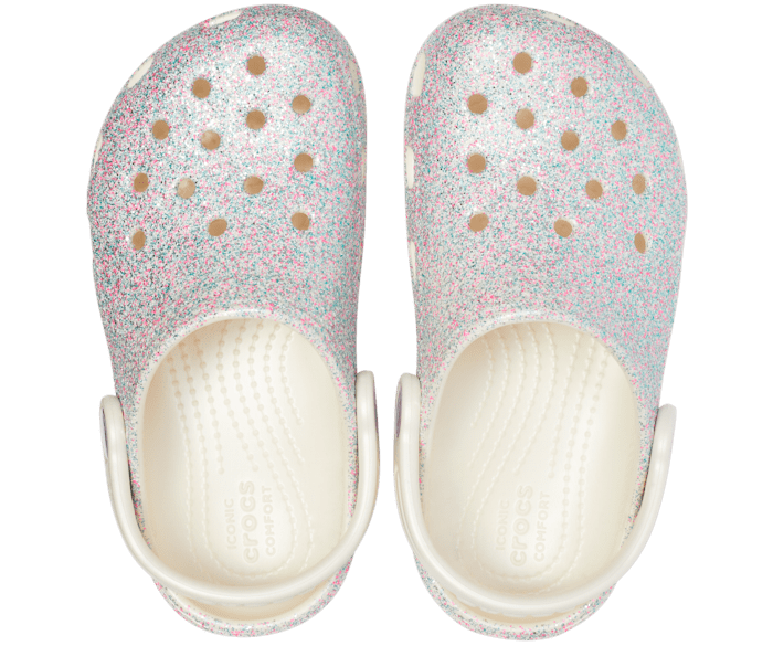 White sparkly clearance crocs