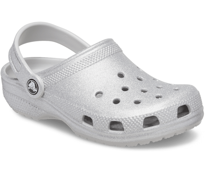 White sparkly clearance crocs