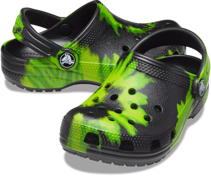 Black tie dye crocs deals