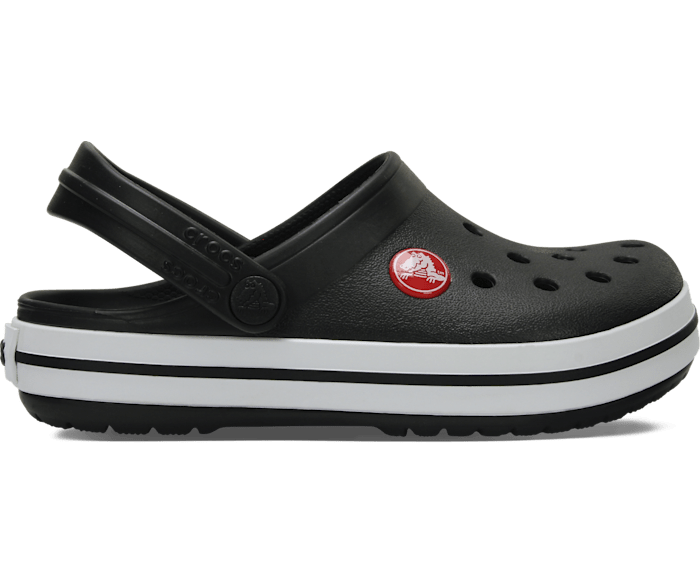 Black crocs with white stripe shop