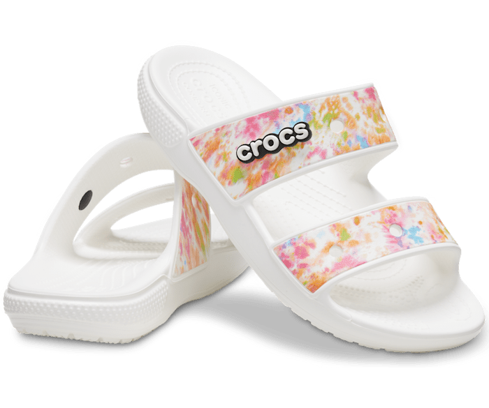 White tie dye crocs store