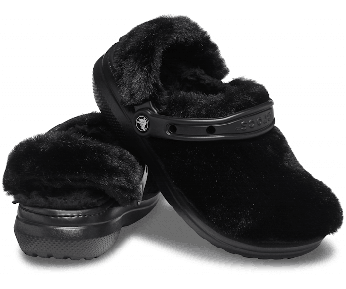 Crocs with fur black clearance