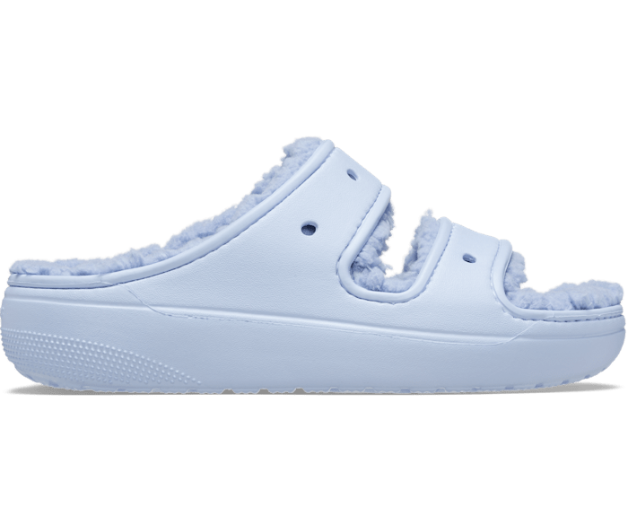 Blue fuzzy crocs womens sales