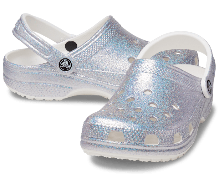 Silver glitter crocs outlet