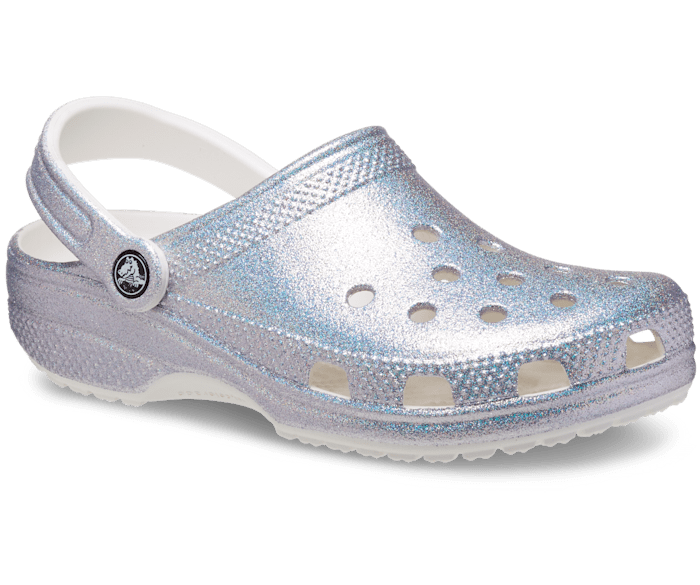 Silver glitter crocs women's online