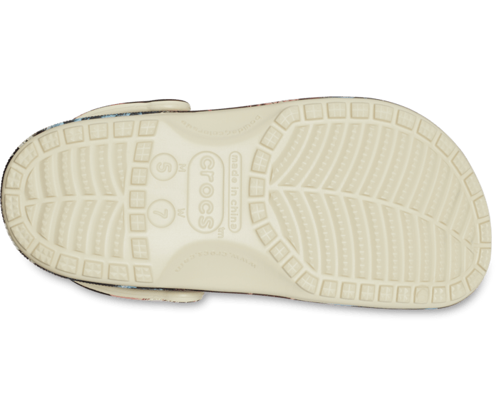 White crocs discount with rainbow bottom
