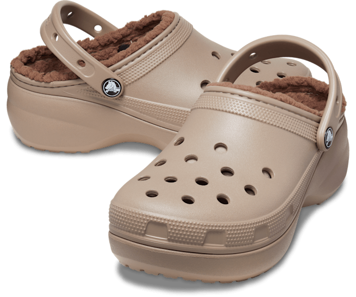 Crocs Classic Platform Lined Fuzzy Clog Mushroom Brown W10