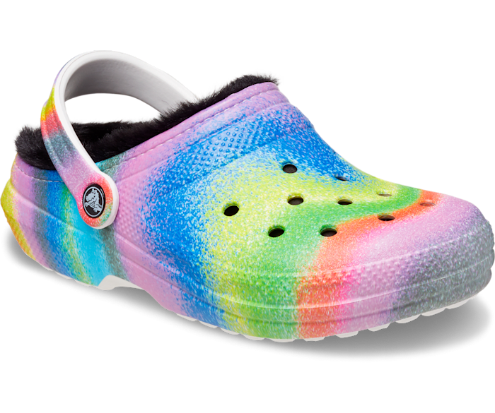 Rainbow crocs 2025 with fur inside