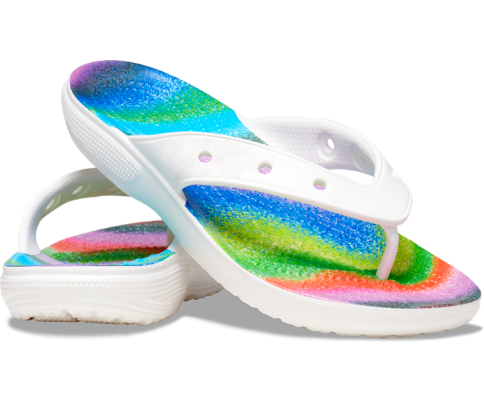 Crocs rainbow top flip flops