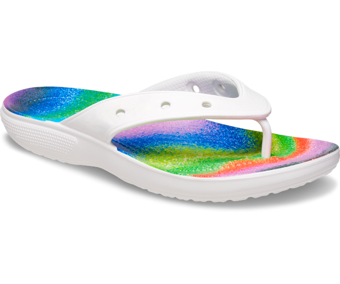 Crocs rainbow top flip flops