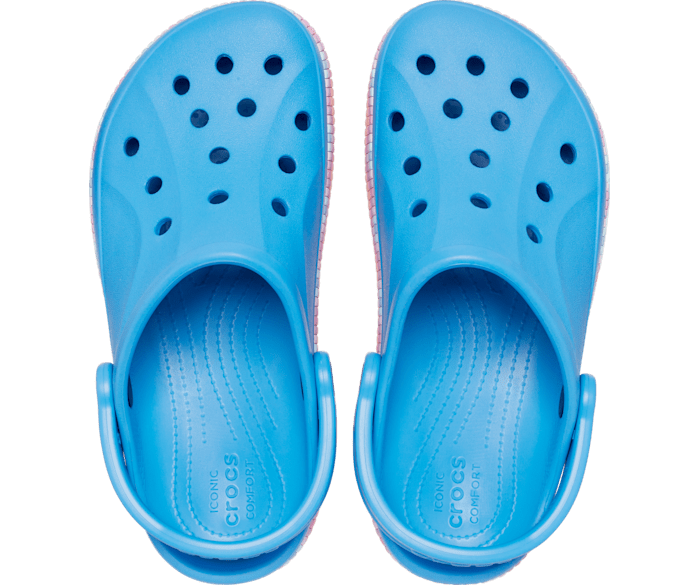 White and clearance blue crocs