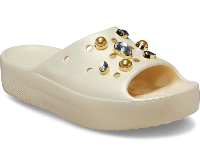 Classic Platform Crystals Pearls Slide Crocs