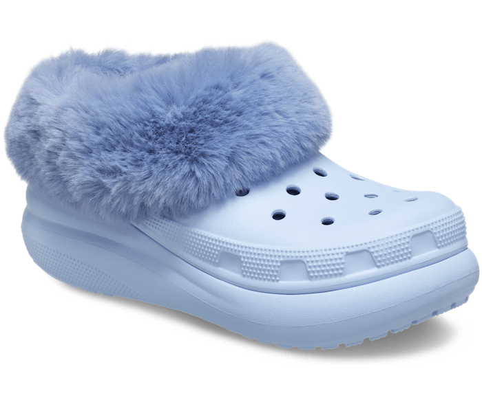 Blue fur crocs discount