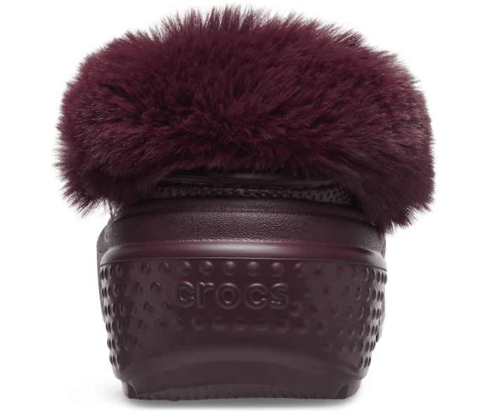 Maroon crocs sale with fur