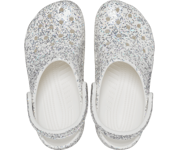 White discount glitter crocs