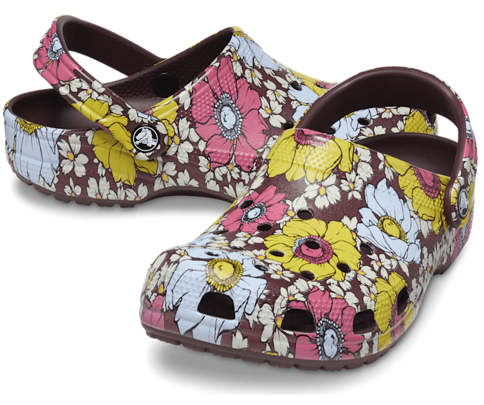 Flowered crocs sales