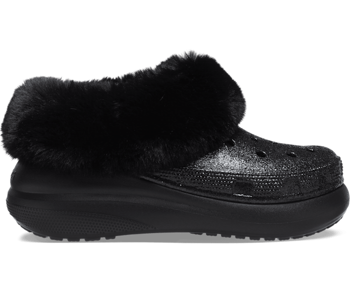 Womens glitter crocs with fur clearance