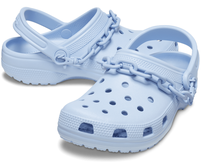 Crocs with best sale spikes and chains