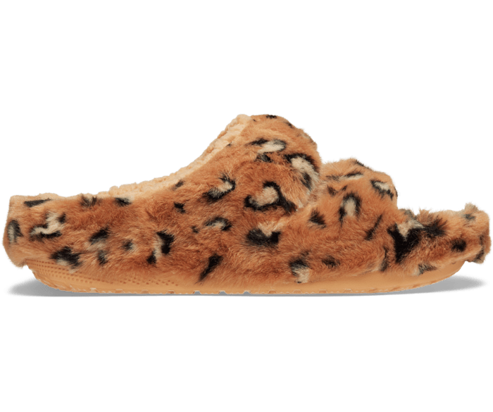 Fuzzy cheetah crocs sales
