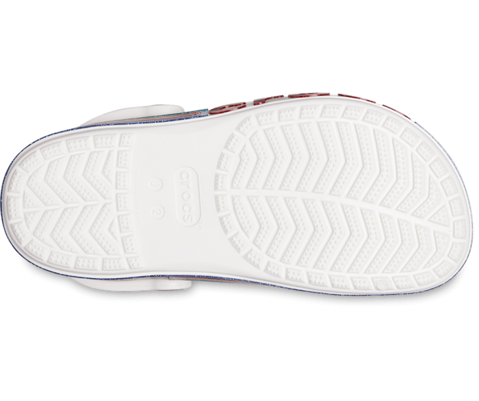 White crocs with rainbow letters clearance