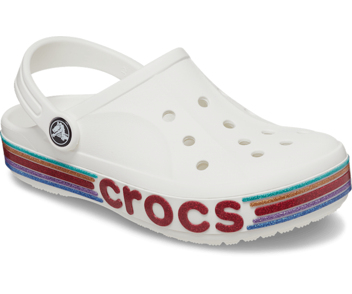 Crocs white deals and rainbow